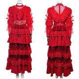 Beetlejuice The Musical Lydia Deetz Cosplay Red Wedding Dress For Female Halloween Carnival Party Suit