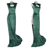 Boa Hancock Women Green Qipao Cosplay Costume Halloween Carnival Party Suit