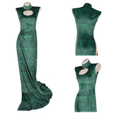 Boa Hancock Women Green Qipao Cosplay Costume Halloween Carnival Party Suit
