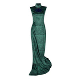 Boa Hancock Women Green Qipao Cosplay Costume Halloween Carnival Party Suit