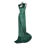 Boa Hancock Women Green Qipao Cosplay Costume Halloween Carnival Party Suit