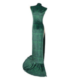 Boa Hancock Women Green Qipao Cosplay Costume Halloween Carnival Party Suit