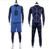 Blue Lock Costume Meguru Bachira Cosplay Number 8 Blue Uniform Outfits Halloween Carnival Suit