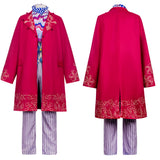 Charlie and the Chocolate Factory Willy Wonka Red Outfit Cosplay Costume Halloween Carnival Party Suit