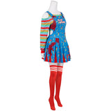 Child's Play Chucky Blue Dress Red Socks Cosplay Costume Halloween Party Suit