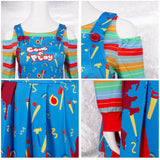 Child's Play Chucky Blue Dress Red Socks Cosplay Costume Halloween Party Suit