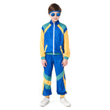 Children Stage Costume Blue Retro Dance Clothes Sportwear Set Outfits For Children