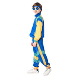 Children Stage Costume Blue Retro Dance Clothes Sportwear Set Outfits For Children