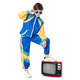 Children Stage Costume Blue Retro Dance Clothes Sportwear Set Outfits For Children