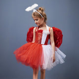 Childrenswear Girls Angel Tutu Dress Mesh Dress Cosplay Costume Outfits Halloween Carnival Suit