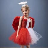Childrenswear Girls Angel Tutu Dress Mesh Dress Cosplay Costume Outfits Halloween Carnival Suit