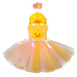 Childrenswear Girls Duck Yellow Tutu Skirt Mesh Skirt Cosplay Costume Outfits Halloween Carnival Suit
