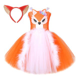 Childrenswear Girls Fox Orange Tutu Skirt Mesh Skirt Cosplay Costume Outfits Halloween Carnival Suit