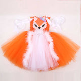 Childrenswear Girls Fox Orange Tutu Skirt Mesh Skirt Cosplay Costume Outfits Halloween Carnival Suit