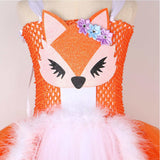 Childrenswear Girls Fox Orange Tutu Skirt Mesh Skirt Cosplay Costume Outfits Halloween Carnival Suit