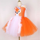 Childrenswear Girls Fox Orange Tutu Skirt Mesh Skirt Cosplay Costume Outfits Halloween Carnival Suit