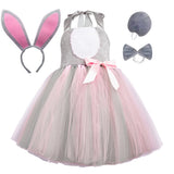 Childrenswear Girls Grey Rabbit Tutu Skirt Mesh Skirt Cosplay Costume Outfits Halloween Carnival Suit