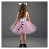 Childrenswear Girls Pink Cow Tutu Skirt Mesh Skirt Cosplay Costume Outfits Halloween Carnival Suit
