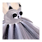Childrenswear Girls Raccoon Grey Tutu Skirt Mesh Skirt Cosplay Costume Outfits Halloween Carnival Suit