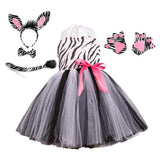 Childrenswear Girls Zebra Cosplay Tutu Skirt Mesh Skirt Cosplay Costume Outfits Halloween Carnival Suit