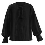 Childrenswear Kids Children Black Lace Up Renaissance Shirt Cosplay Costume Outfits Halloween Carnival Suit
