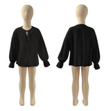 Childrenswear Kids Children Black Lace Up Renaissance Shirt Cosplay Costume Outfits Halloween Carnival Suit
