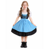 Childrenswear Kids Children Girls Beer Festival Blue Maid Dress Cosplay Costume Outfits