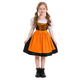 Childrenswear Kids Children Girls Beer Festival Orange Maid Dress Cosplay Costume Outfits