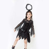 Childrenswear Kids Children Girls Black Angel Dress Cosplay Costume Outfits Halloween Carnival Suit