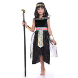 Childrenswear Kids Children Girls Black Cleopatra Cosplay Costume Masquerade Party Dress Halloween Carnival Suit