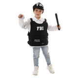Childrenswear Kids Children Police FBI Role Cosplay Costume Outfits Halloween Carnival Suit