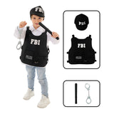 Childrenswear Kids Children Police FBI Role Cosplay Costume Outfits Halloween Carnival Suit