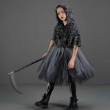 Childrenswear Kids Children Reaper of Death Girls Black Dress Halloween Cosplay Costume Outfits