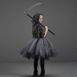 Childrenswear Kids Children Reaper of Death Girls Black Dress Halloween Cosplay Costume Outfits