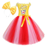 Childrenswear Kids Sequins Popcorn Children's Mesh Dress Cute Big Bow Girls Fluffy skirt