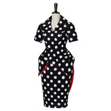 Coraline Mom Women Black Polka Dots Dress Cosplay Costume Outfits Halloween Carnival Suit