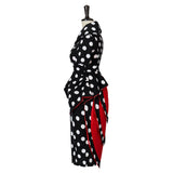 Coraline Mom Women Black Polka Dots Dress Cosplay Costume Outfits Halloween Carnival Suit