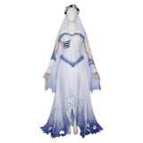 Corpse Bride Emily Women White and Blue Dress Cosplay Costume Halloween Carnival Party Suit