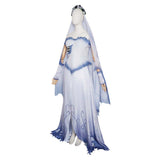 Corpse Bride Emily Women White and Blue Dress Cosplay Costume Halloween Carnival Party Suit