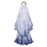 Corpse Bride Emily Women White and Blue Dress Cosplay Costume Halloween Carnival Party Suit