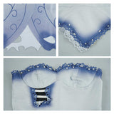 Corpse Bride Emily Women White and Blue Dress Cosplay Costume Halloween Carnival Party Suit