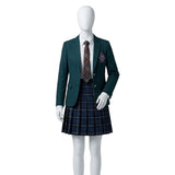 Coven Academy Women Green School Uniform Cosplay Costume Halloween Carnival Party Suit