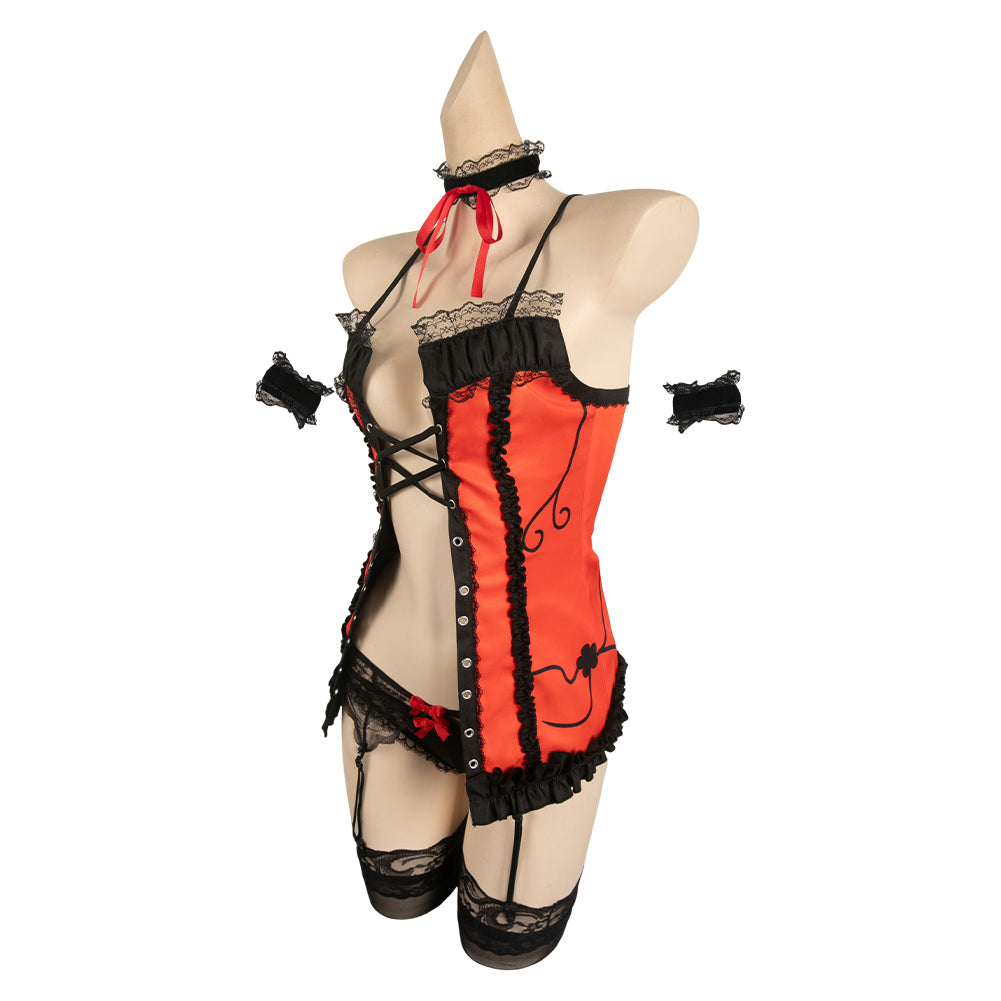 Date A Live Kurumi Tokisaki Sexy Red Lingerie Cosplay Costume