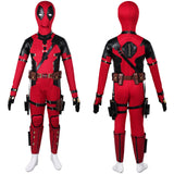 Deadpool Wade Wilson Kids Red Set Cosplay Costume Outfits Halloween Carnival Suit