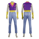 Kpop Demon Hunters Costume Mystery Saja Cosplay Purple Top Trousers Set For Adult Man Halloween Carnival Suit