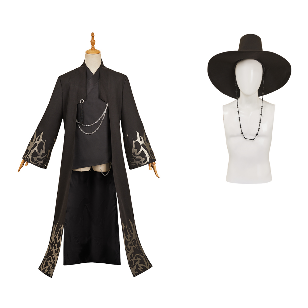 Waslary Jinu Cosplay Kostüm – Traditionelle Koreanische Kleidung Für Herren, Schwarzer Umhang, Hut Und Accessoires – Ideal Für Halloween, Partys & Anime-Conventions Waslary Jinu Cosplay Kostüm – Traditionelle Koreanische Kleidung Für Herren, Schwarzer Umhang, Hut Und Accessoires – Ideal Für Halloween, Partys & Anime-Conventions