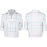 Kpop Demon Hunters Costume Jinu Cosplay Blue Plaid Printed Shirt For Adult Man Halloween Carnival Suit