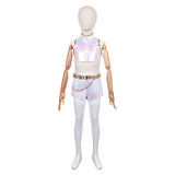 Kpop Demon Hunters Costume Kids Rumi Cosplay White Short Top Outift For Children Man Female Halloween Carnival Suit