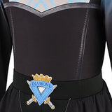 Descendants Chloe Charming Kids Children Black and Blue Dress Cosplay Costume Halloween Carnival Party Suit