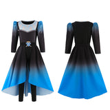 Descendants Chloe Charming Kids Children Black and Blue Dress Cosplay Costume Halloween Carnival Party Suit